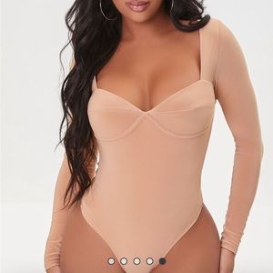 Forever 21 NWOT Sweetheart Neck High-Leg Bodysuit